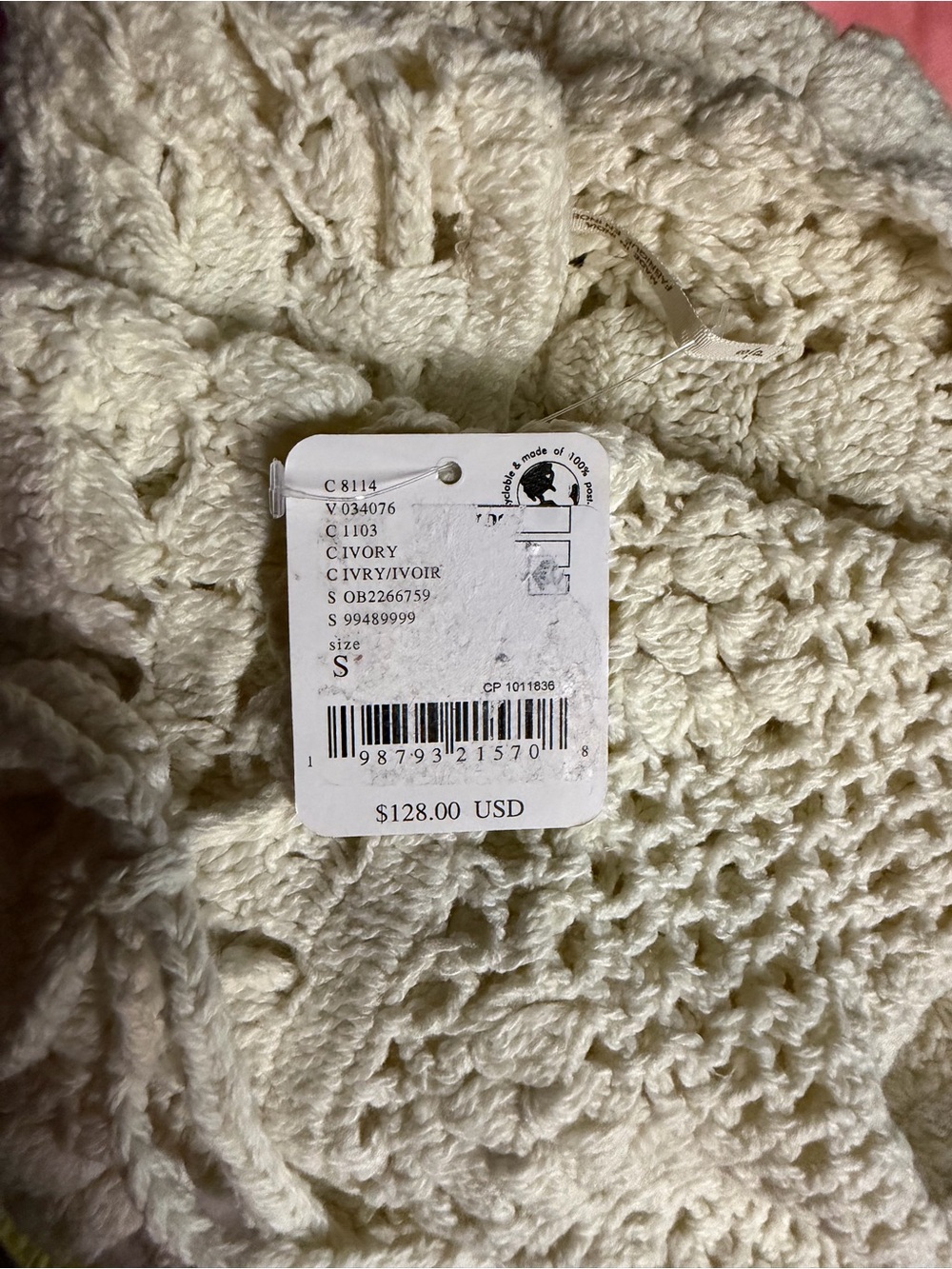 Free People Bayside Crochet Tunic in Ivory Size Small $128 Retail NWT - Picture 4 of 5